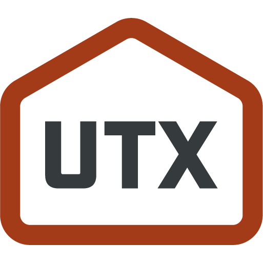 Stellar utility shed building icon with "UTX" in the center